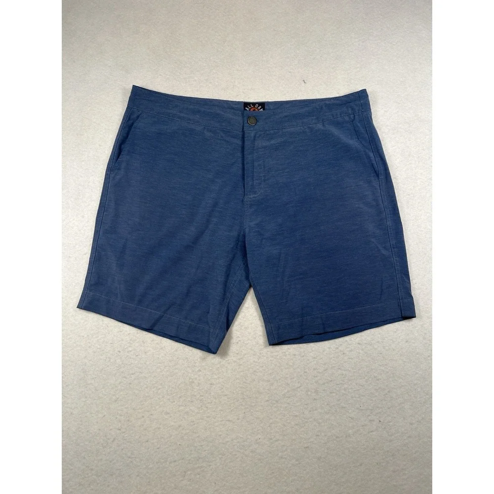 Faherty All Day Shorts Mens 38 Blue Heathered Hybrid Quick Dry Stretch Summer